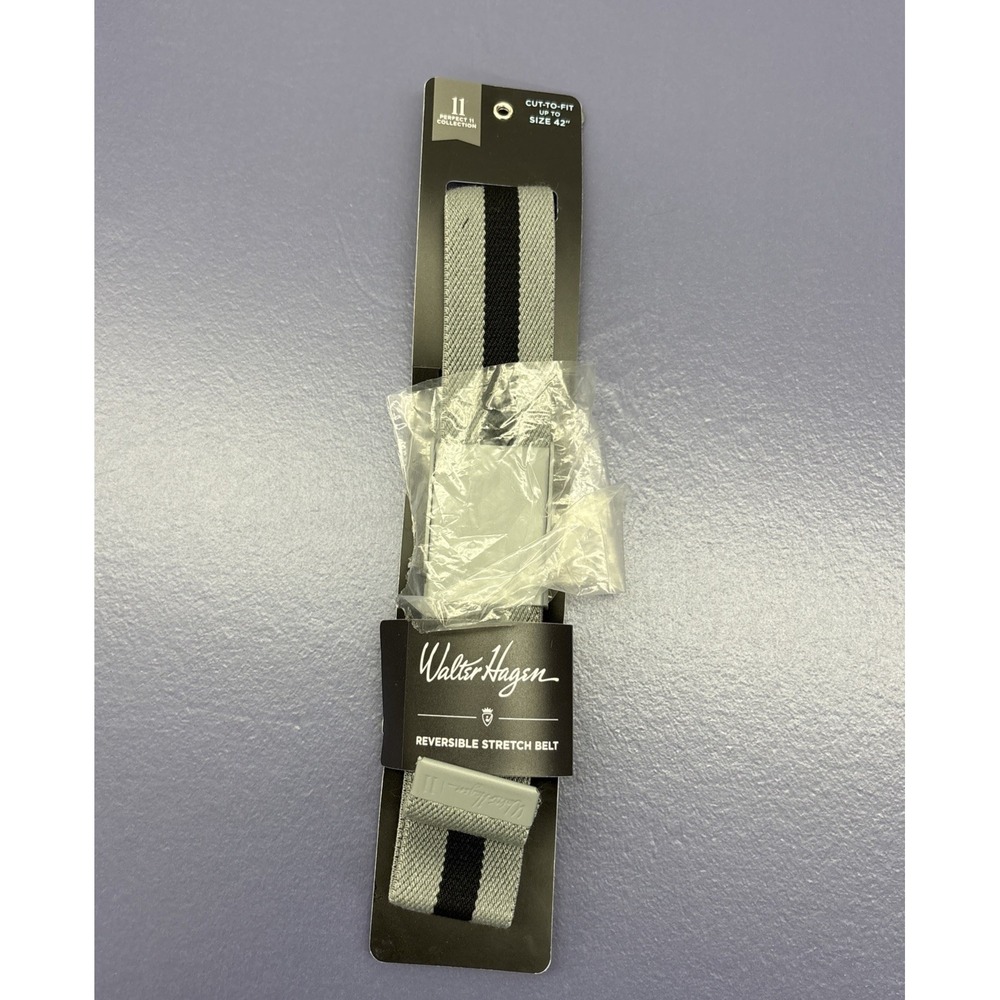 Walter Hagen Men's Perfect 11 Reversible Stretch Golf Belt Up To 42" Gray & Blac
